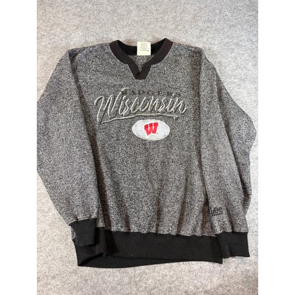 VINTAGE 90s Lee Sport Wisconsin Badgers Sweatshirt Men Medium Gray NCAA Football - Picture 1 of 6